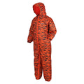 Blaze Orange - Back - Regatta Childrens-Kids Printed Splat II Hooded Rainsuit
