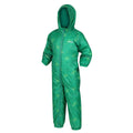 Jellybean Green - Back - Regatta Childrens-Kids Printed Splat II Hooded Rainsuit