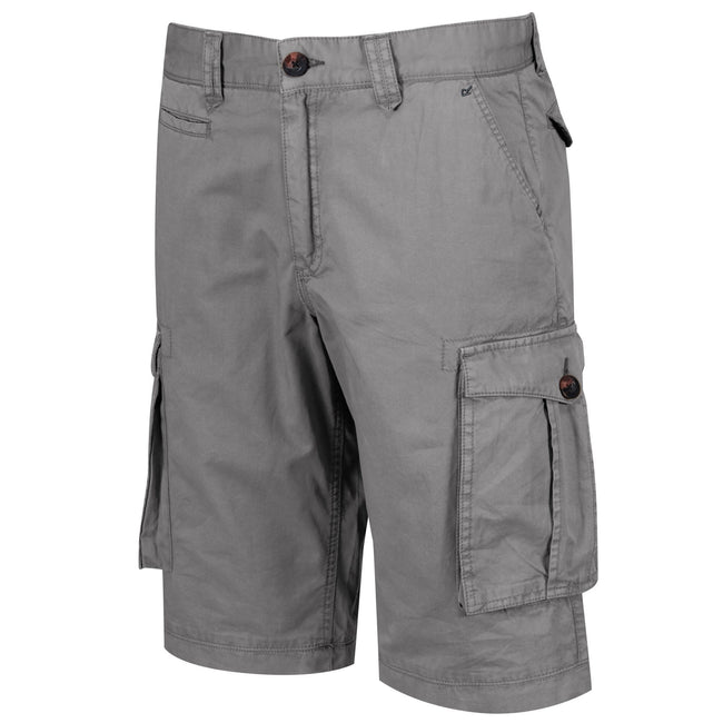 Mineral Grey - Side - Regatta Mens Shorebay Vintage Cargo Shorts