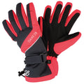 Ebony-Fiery Coral - Front - Dare 2B Womens-Ladies Merit Stretch Ski Gloves