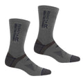 Briar Grey-Navy - Front - Regatta Unisex Adult Wool Hiking Boot Socks (Pack of 2)