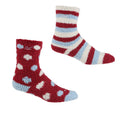 Cherry Pink-Light Blue-White - Front - Regatta Childrens-Kids Cosy Boot Socks Set (Pack of 2)