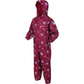 Raspberry Radiance - Side - Regatta Childrens-Kids Peppa Pig Unicorn Waterproof Puddle Suit