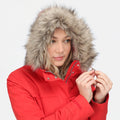 Molten Red - Close up - Regatta Womens-Ladies Serleena II Waterproof Insulated Jacket