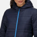Navy-French Blue - Close up - Regatta Womens-Ladies Firedown Packaway Insulated Jacket