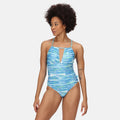 Seascape - Side - Regatta Womens-Ladies Halliday Brush Stroke One Piece Swimsuit
