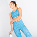 Capri Blue - Side - Dare 2B Womens-Ladies Mantra Fracture Print Recycled Sports Bra