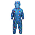 Imperial Blue - Front - Regatta Childrens-Kids Pobble Peppa Pig Dinosaur Waterproof Puddle Suit