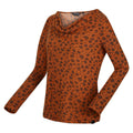 Copper Almond - Side - Regatta Womens-Ladies Frayda Leopard Print Cowl Neck Top