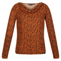 Copper Almond - Front - Regatta Womens-Ladies Frayda Leopard Print Cowl Neck Top