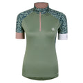 Lilypad Green - Front - Dare 2B Womens-Ladies Follow Through Leopard Print Cycling Jersey