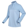 Powder Blue-White - Side - Regatta Womens-Ladies Bayla Striped Button Neck Sweatshirt