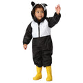 Black-White - Side - Regatta Childrens-Kids Mudplay III Panda Waterproof Puddle Suit
