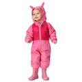 Pretty Pink-Pink Fusion - Side - Regatta Childrens-Kids Mudplay III Rabbit Waterproof Puddle Suit