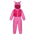 Pretty Pink-Pink Fusion - Front - Regatta Childrens-Kids Mudplay III Rabbit Waterproof Puddle Suit