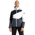 White-Ebony Grey - Lifestyle - Dare 2B Womens-Ladies Ice Colour Block Ski Jacket