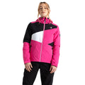 Pure Pink-Black - Lifestyle - Dare 2B Womens-Ladies Ice Colour Block Ski Jacket