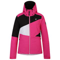 Pure Pink-Black - Front - Dare 2B Womens-Ladies Ice Colour Block Ski Jacket