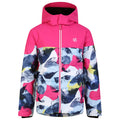 Pure Pink-Quiet Blue - Front - Dare 2B Childrens-Kids Liftie Abstract Mountain Ski Jacket