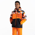Puffins Orange-Black - Lifestyle - Dare 2B Childrens-Kids Traverse Geo Camo Ski Jacket