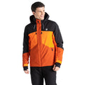 Puffins Orange-Black - Pack Shot - Dare 2B Mens Slopeside Waterproof Ski Jacket
