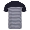 Navy-White - Back - Regatta Mens Shorebay Striped Coolweave T-Shirt