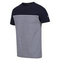 Navy-White - Side - Regatta Mens Shorebay Striped Coolweave T-Shirt