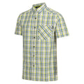 Piquant Green-Moroccan Blue-Citron Lime-Marshmallow - Side - Regatta Mens Mindano VIII Checked Short-Sleeved Shirt