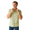 Piquant Green-Moroccan Blue-Citron Lime-Marshmallow - Lifestyle - Regatta Mens Mindano VIII Checked Short-Sleeved Shirt