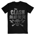 Black - Front - The Clash Unisex Adult Skull And Crossbones T-Shirt