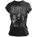 Black - Back - Nirvana Womens-Ladies Faded Faces Cotton T-Shirt