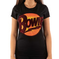 Black - Front - David Bowie Womens-Ladies Diamond Dogs Embellished Logo T-Shirt