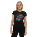 Black - Side - The Rolling Stones Womens-Ladies Classic Embellished Cotton T-Shirt