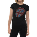 Black - Front - The Rolling Stones Womens-Ladies Classic Embellished Cotton T-Shirt