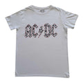 White - Front - AC-DC Womens-Ladies Leopard Print Logo T-Shirt