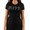 Black - Front - Kiss Womens-Ladies Logo Embellished T-Shirt