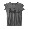 Charcoal Grey - Front - The Beatles Womens-Ladies Burnout Logo T-Shirt
