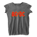 Charcoal Grey - Front - AC-DC Womens-Ladies Burnout Logo T-Shirt