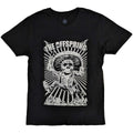 Black - Front - The Offspring Unisex Adult Jumping Skeleton T-Shirt