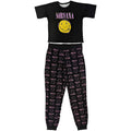 Black-Pink - Front - Nirvana Womens-Ladies Xerox Smile Pyjama Set