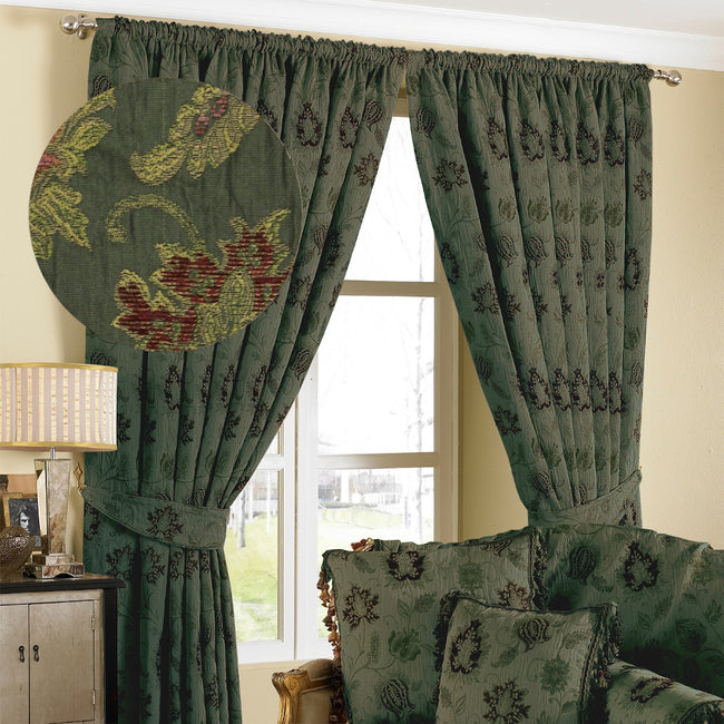 Green - Front - Riva Home Zurich Pencil Pleat Curtains