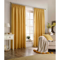 Ochre Yellow - Back - Furn Harrison Pencil Pleat Faux Wool Curtains (Pair)