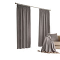 Grey - Front - Furn Harrison Pencil Pleat Faux Wool Curtains (Pair)