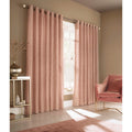 Blush Pink - Back - Furn Himalaya Jacquard Design Eyelet Curtains (Pair)