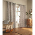 Stone - Back - Furn Irwin Woodland Design Ringtop Eyelet Curtains (Pair)