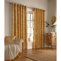 Mustard - Back - Furn Irwin Woodland Design Ringtop Eyelet Curtains (Pair)