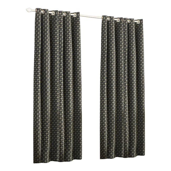 Black - Front - Riva Home Belmont Ringtop Curtains