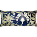Navy - Front - Paoletti Malaysian Palm Foil Printed Cushion Cover