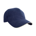 Navy-Natural - Front - Result Headwear Pro Style Heavy Cotton Sandwich Peak Baseball Cap
