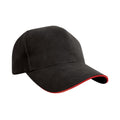 Black-Red - Front - Result Headwear Pro Style Heavy Cotton Sandwich Peak Baseball Cap